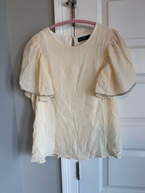 Goldfinch Boutique On Twelfth Puff-Sleeve Blouse with Metallic Trim
